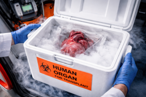 Hielo seco para transporte urgente de &oacute;rgano
