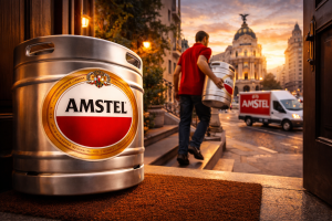 Barriles de cerveza Amstel con distribuci&oacute;n urgente Madrid