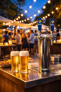 evento madrid con barriles cerveza &aacute;guila