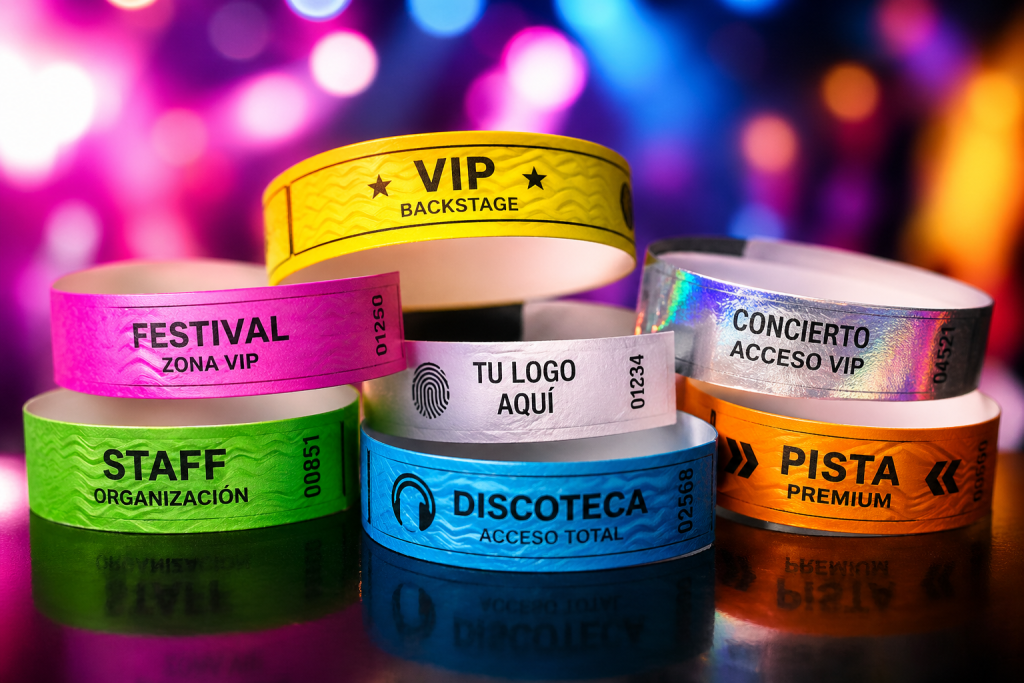 pulseras tyvek personalizadas urgentes madrid entrega inmediata eventos empresas