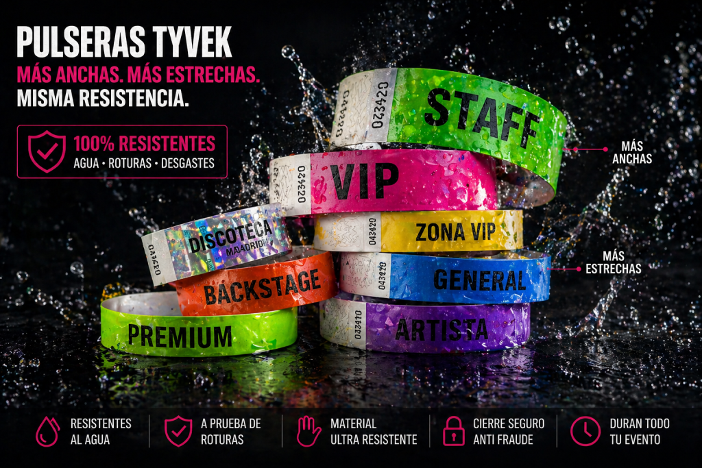 pulseras tyvek resistentes agua seguras eventos