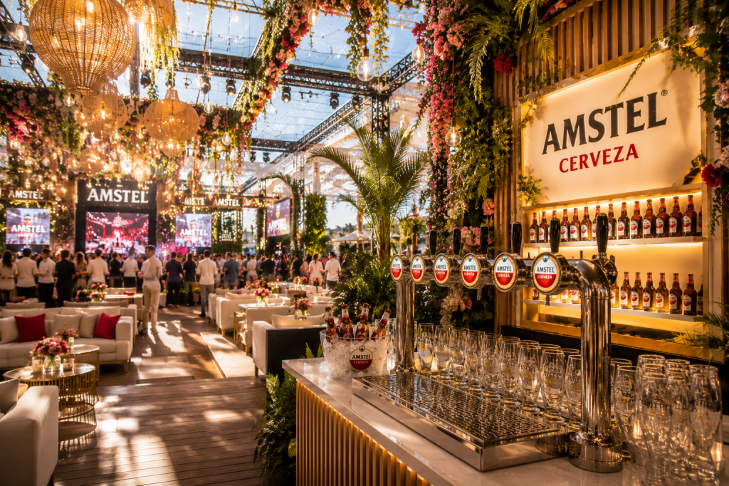 Evento con servicio de cerveza Amstel mediante barriles.