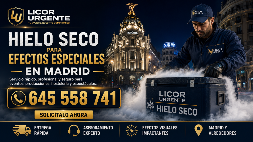 Pedido urgente de hielo seco preparado para su entrega en Madrid.