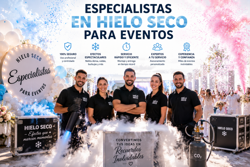 Equipo preparando un pedido de hielo seco para una revelación de género.
