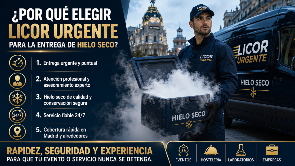 Equipo de Licor Urgente especializado en entregas de hielo seco.