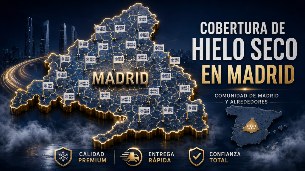 Servicio urgente de reparto de hielo seco en Madrid y alrededores.