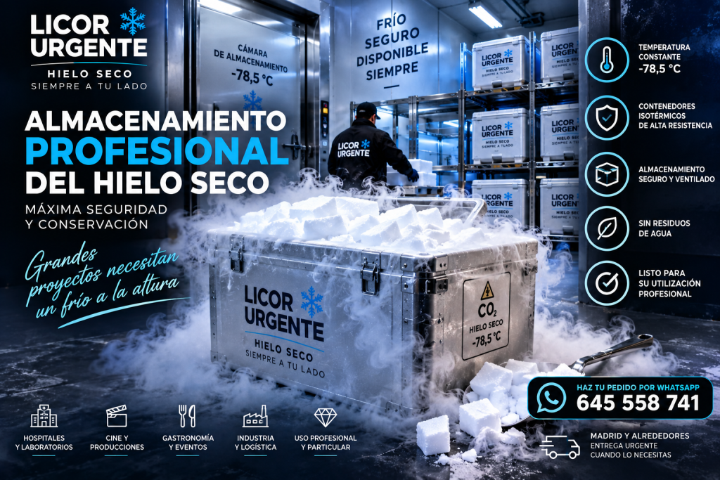 Recipiente adecuado para almacenamiento temporal de hielo seco