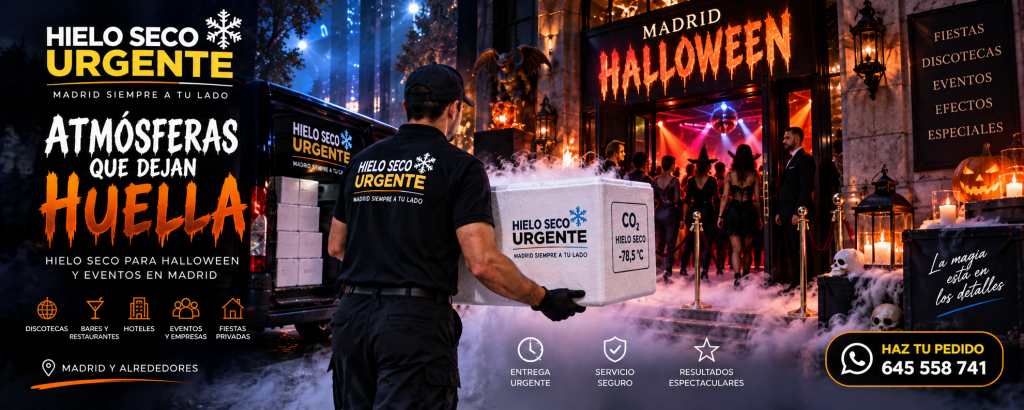 Caso real de suministro urgente de hielo seco a discoteca en Halloween Madrid