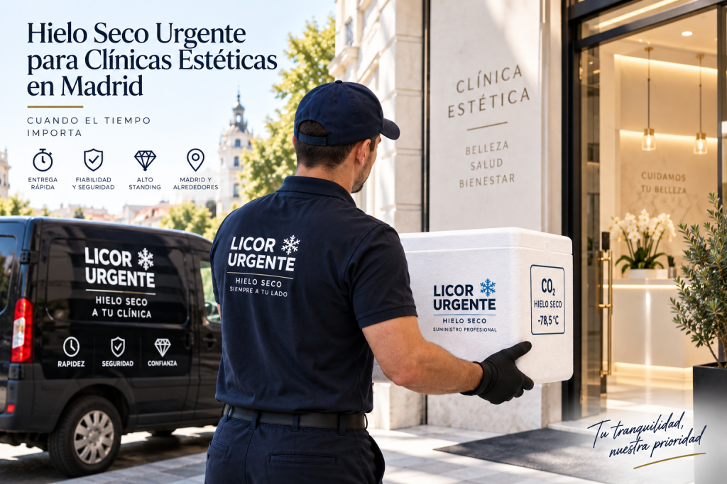 Servicio urgente de ice seco para clínicas de belleza en Madrid
