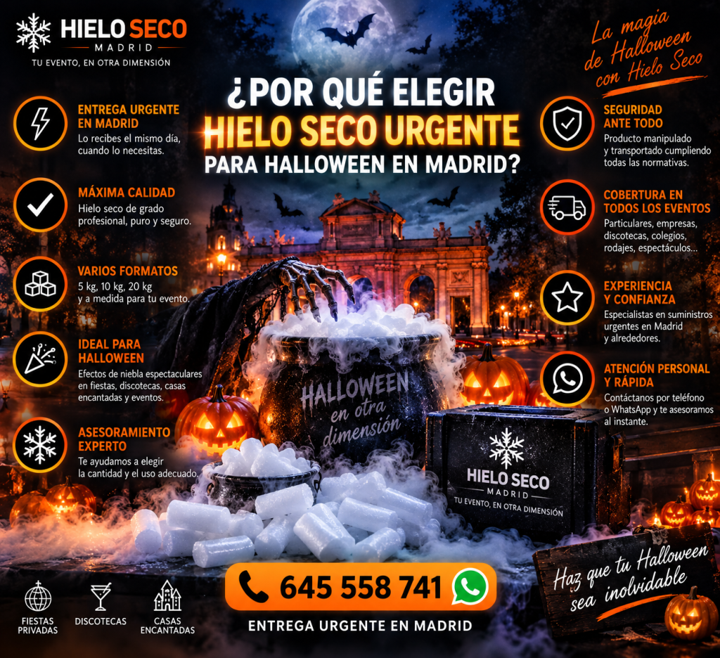 Servicio profesional Hielo Seco Urgente para Halloween Madrid