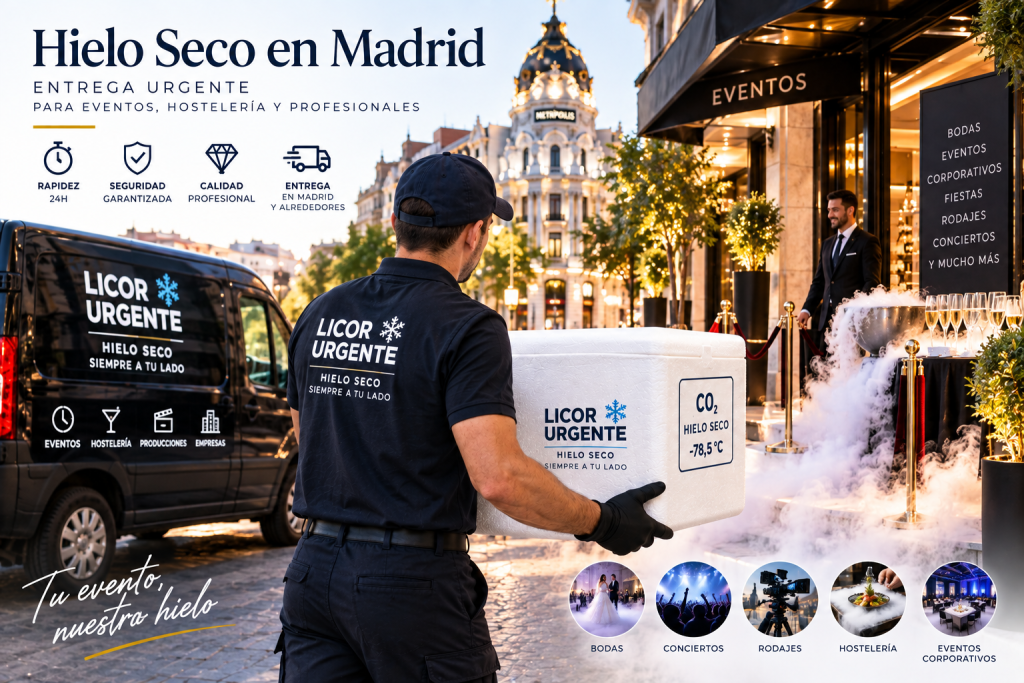 Entrega a domicilio de hielo seco en clínicas de belleza de Madrid