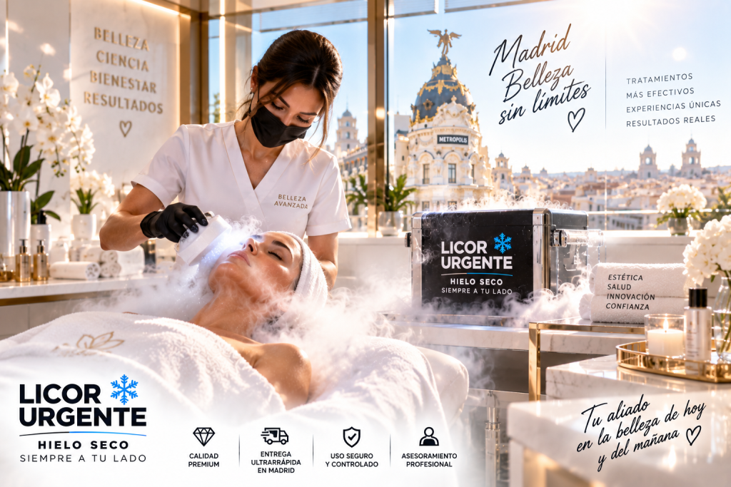 Licor Urgente suministro de hielo seco para clínicas de belleza Madrid