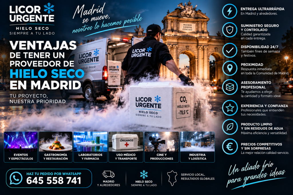 Proveedor especializado en entrega de hielo seco para clínicas Madrid